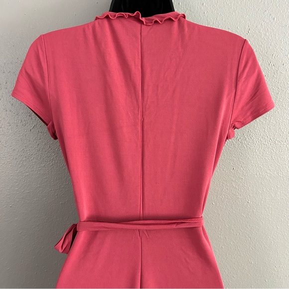 Vintage BCBG Mauve Pink Wrap Dress Size S Ruffle Lettuce Hem Neckline Y2K Barbie - Picture 6 of 10